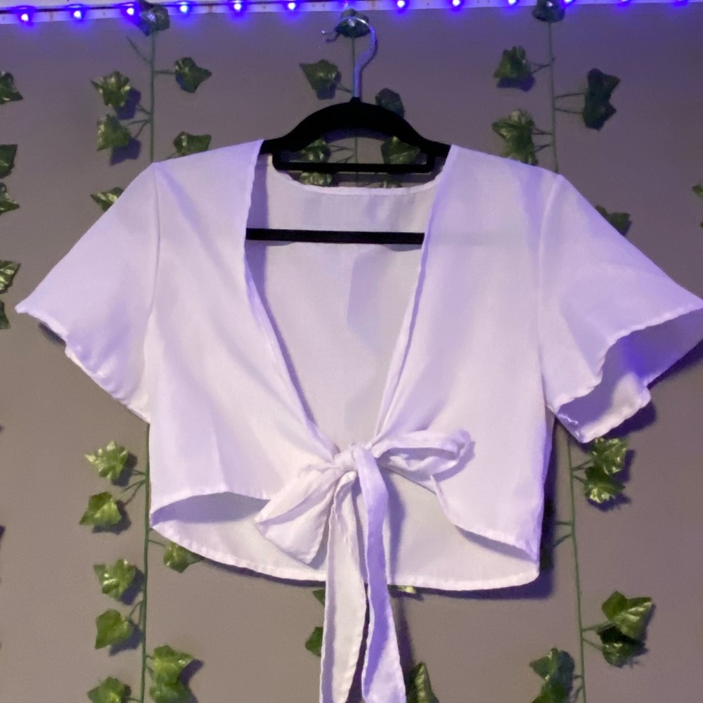 white cropped shirt